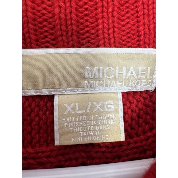 Vintage Vibes Michael Kors Y2K Womens XL Chunky Button Red Cable Knit Cardigan - Picture 3 of 8